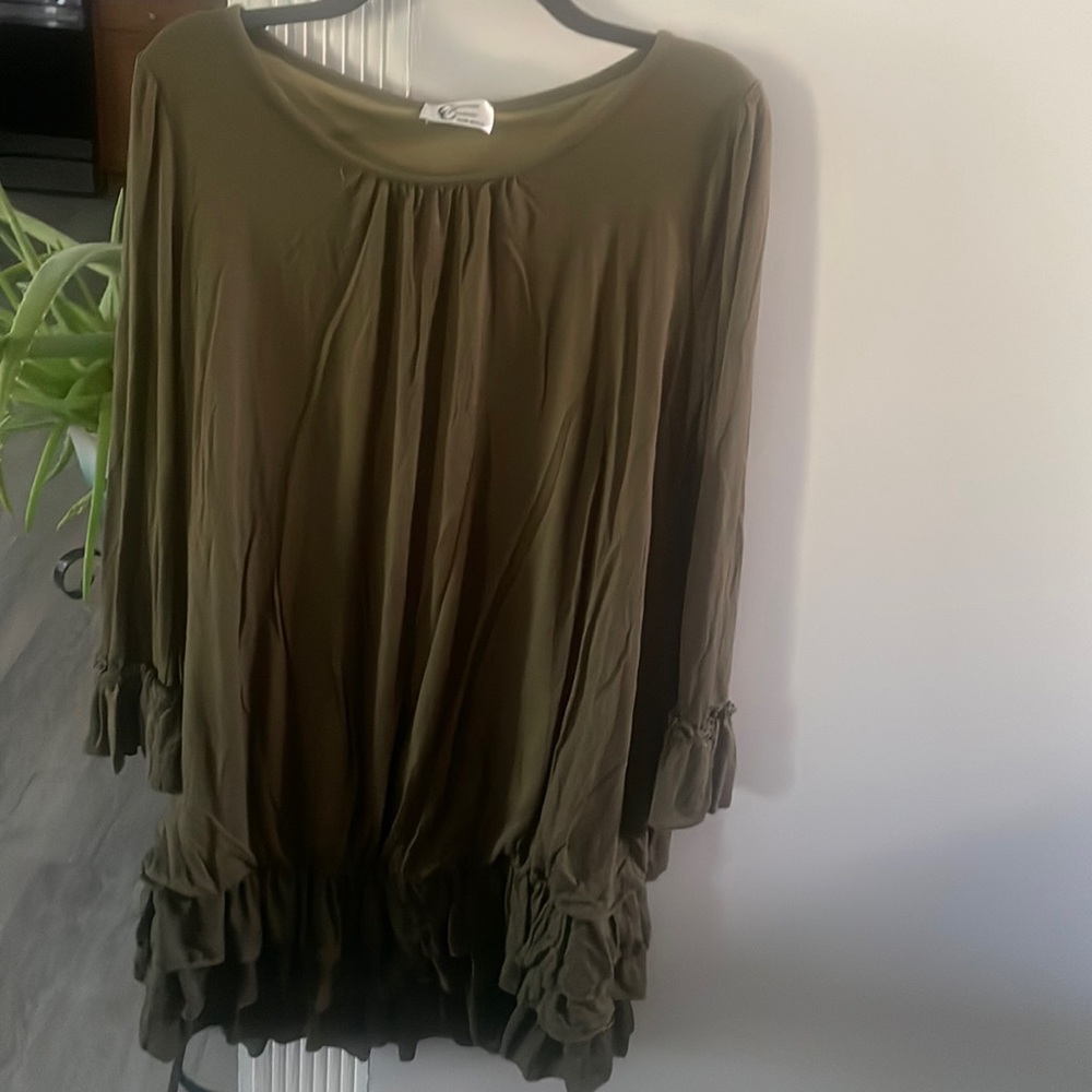 Christian Caliendo olive Dress Tunic Sz M